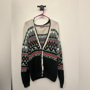 Geometric Vintage Cardigan  - Black and Cream